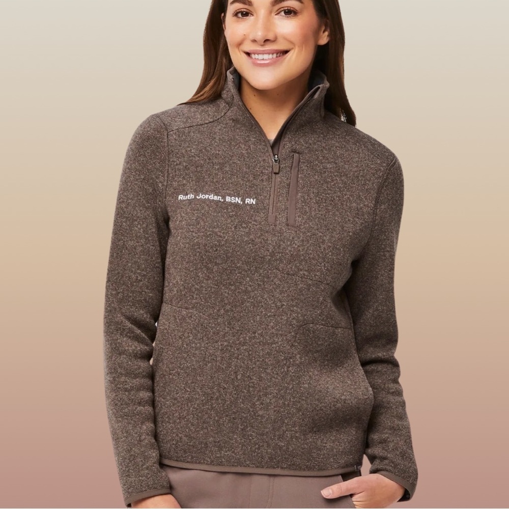 NWOT FIGS on-shift 1/4 zip sweater knit - CACOA - medium